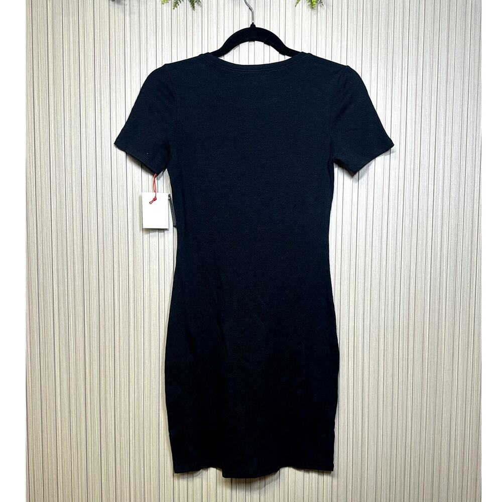 Open Edit Black Ribbed Bodycon Mini T-shirt Dress Size S - Picture 4 of 8
